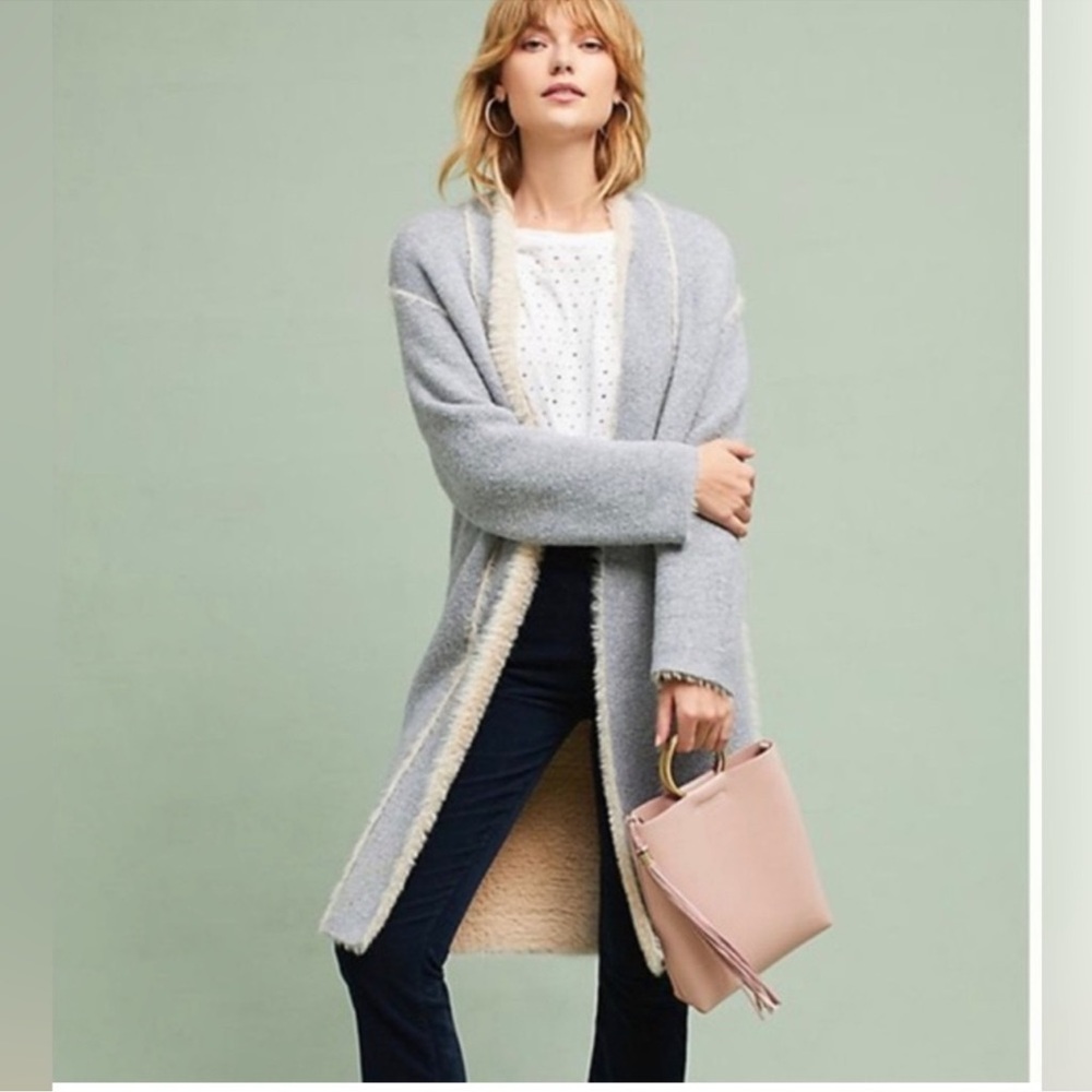 Anthropologie Moth Cozy Open Front Longline Sweater sz XS/S
